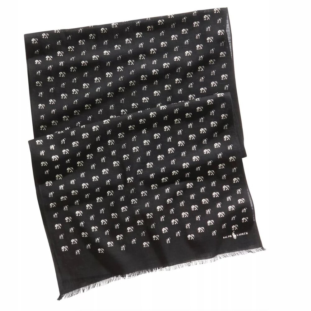 Ralph Lauren Polo - Elephant Graphic Fringe Rectangle Scarf
